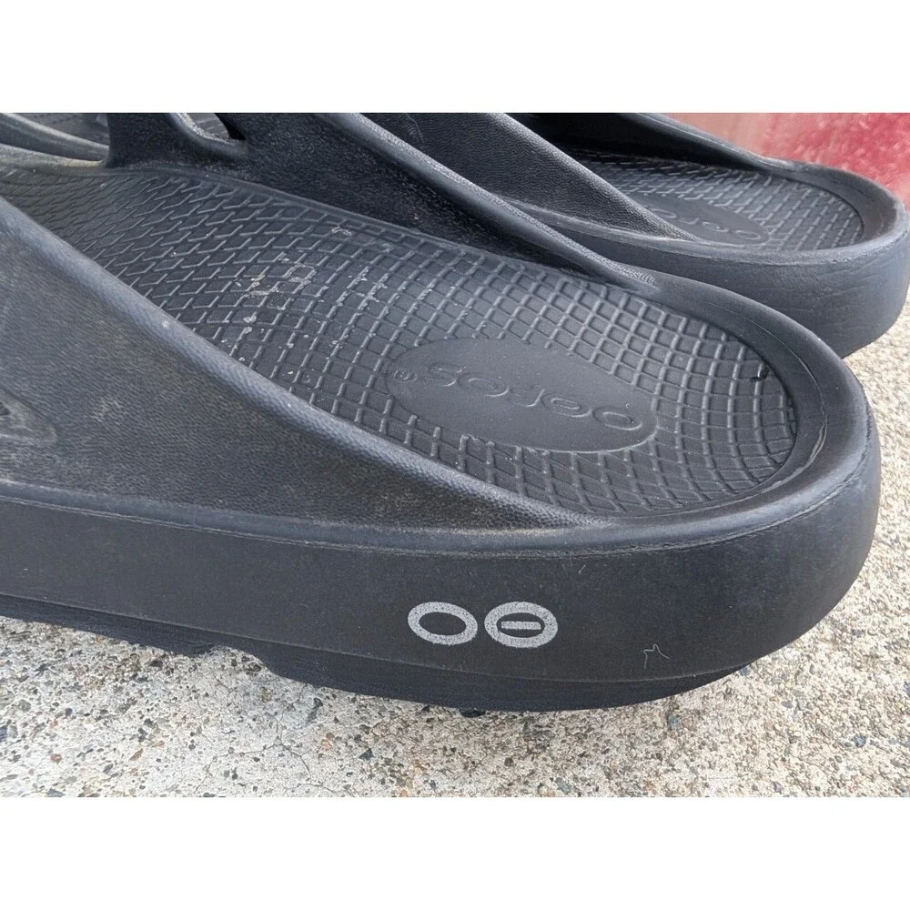 Oofos Sandals Flip Flops Recovery Thong Mens 6 Womens 8 EU 39 Black